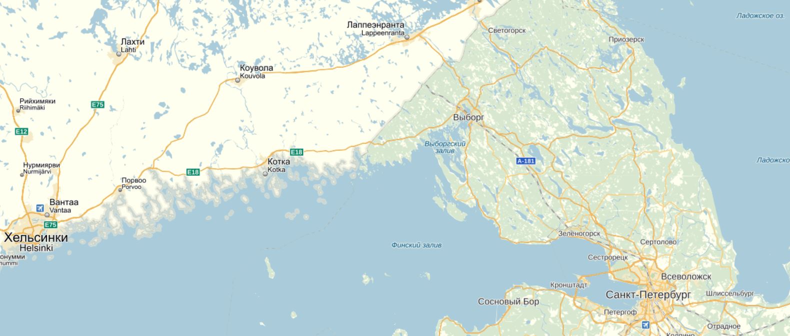 Карта побережья финского залива Ленинградской области